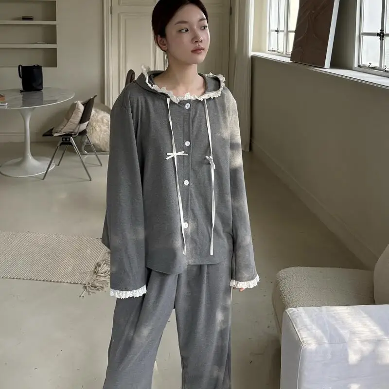 

Autumn and Winter New Japanese Sweet Beauty Style Home Clothes Fashionable Trend Thick and Warm Sleepwear Set Loose and Casual