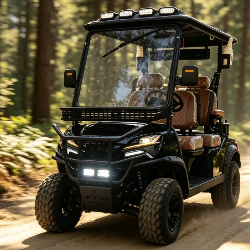 Custom Electric Golf Cart 4 Seater with Colorful RGB LED Underglow Lights Lithium Battery Offroad Golf Buggy