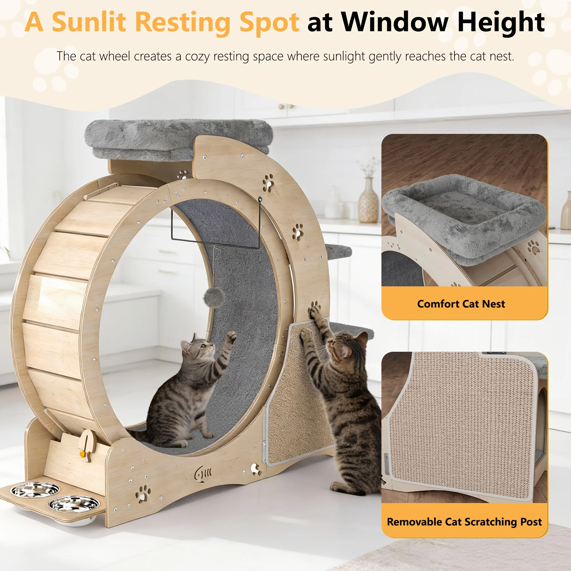 Quiet Indoor Cat Exercise Wheel – 119 USD Limited-Time Offer | Large Pet Activity Treadmill for Energy Release | Space-Saving De view 2