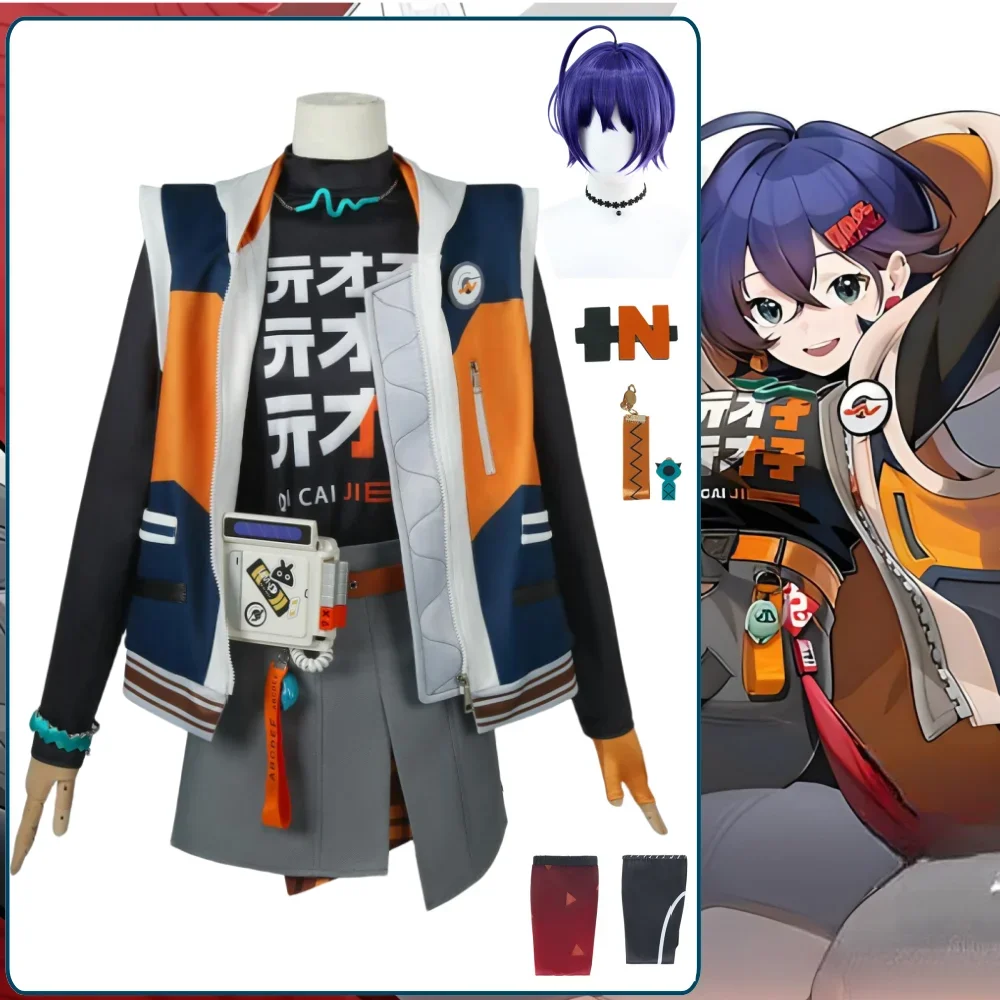 Zzz disfraz de Cosplay para hombre y mujer, uniforme con peluca, Zero Belle, Zenless Zone, ideal para Halloween