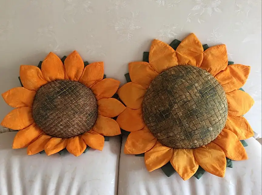 Chair Cushion Cushions Pillows for Bedroom Home Ornaments Pastoral Windmill Carrying Sunflower Cotton Hemp Big Throw Pillow