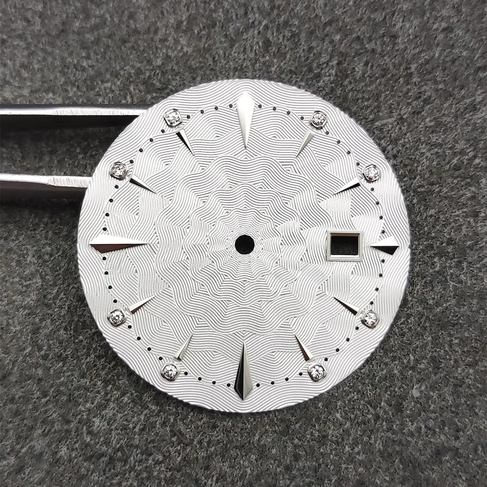 35mm Watch Dial and Watch Hands Diamond Scale Faces Men's Cocktail Watch Replacement Accessories for NH35 Movement