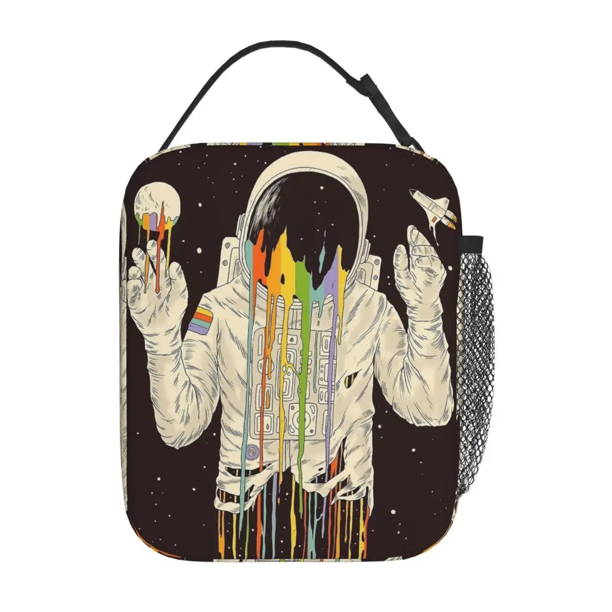 

Rainbow Astronaut Insulated Lunch Bags Large Space Universe Galaxy Reusable Thermal Bag Tote Lunch Box Work Travel Men Women