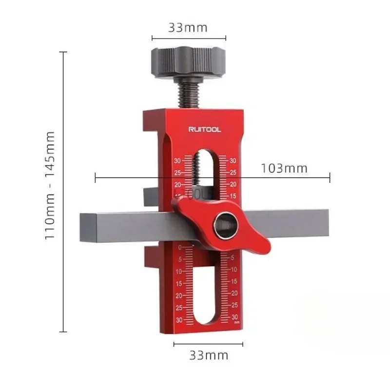 2-in-1 Aluminum Alloy Jig 10mm Drilling Guide Locator for Cabinet Door and Rebounder Mounting, Woodworking Pocket Doweling Jig