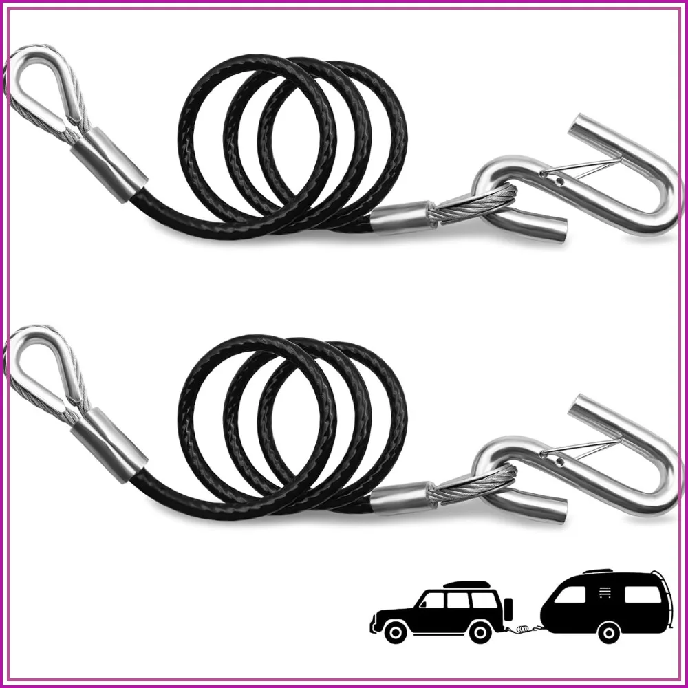 

44" Trailer Safety Cables with Hooks, 2-Pack Tow Straps, 5000 Lbs Break Strength, Boat Chains for Towing Security