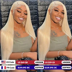 13x4 13x6 HD Lace Front Human Hair Wigs 613 Honey Blonde Bone Straight 100% Brazilian 30 40 Inch Lace Frontal Wig For Women