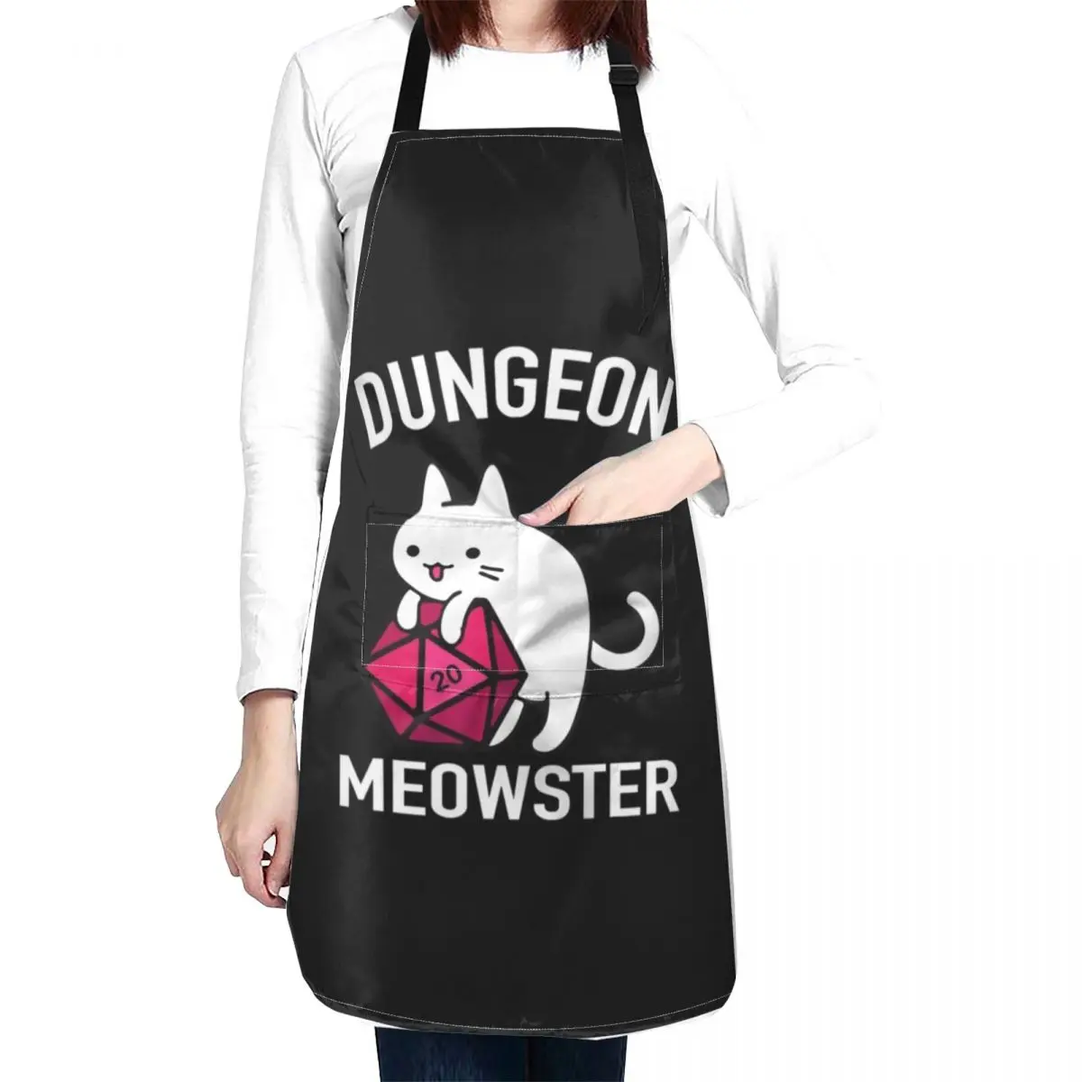 Dungeon Meowster Funny DnD Gamer Cat D20 Apron Kitchen Womens Dresses Women Kitchen Household Items Apron