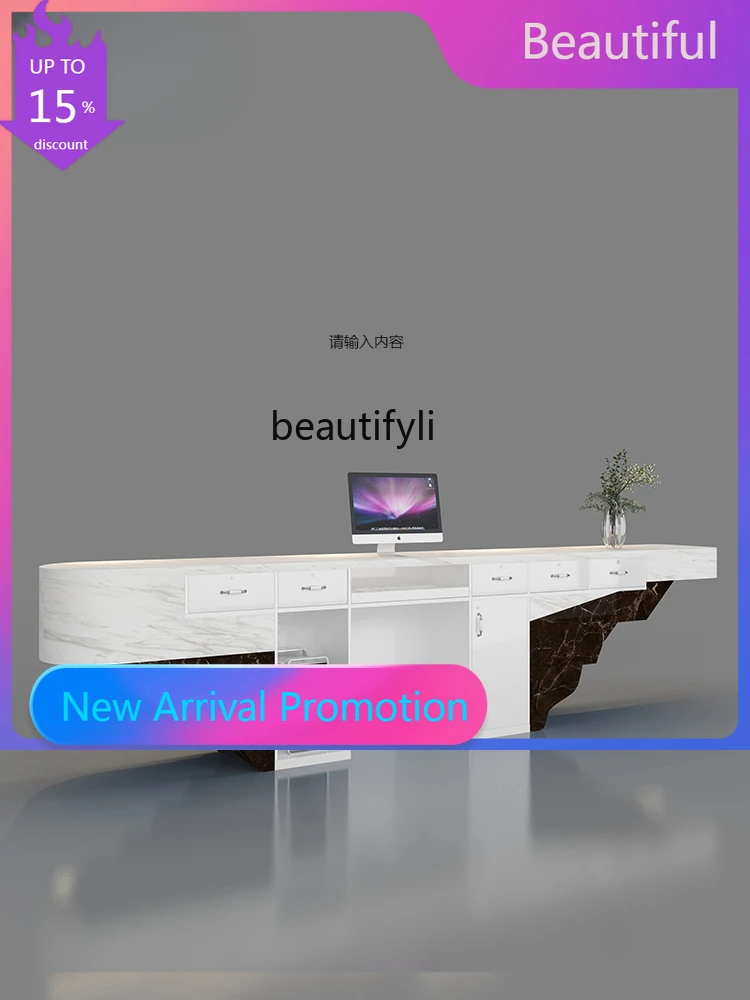 

zGzHotel Reception Desk Club Beauty Salon Cashier Shop Counter Special-Shaped Bar Counter Information Desk Paint