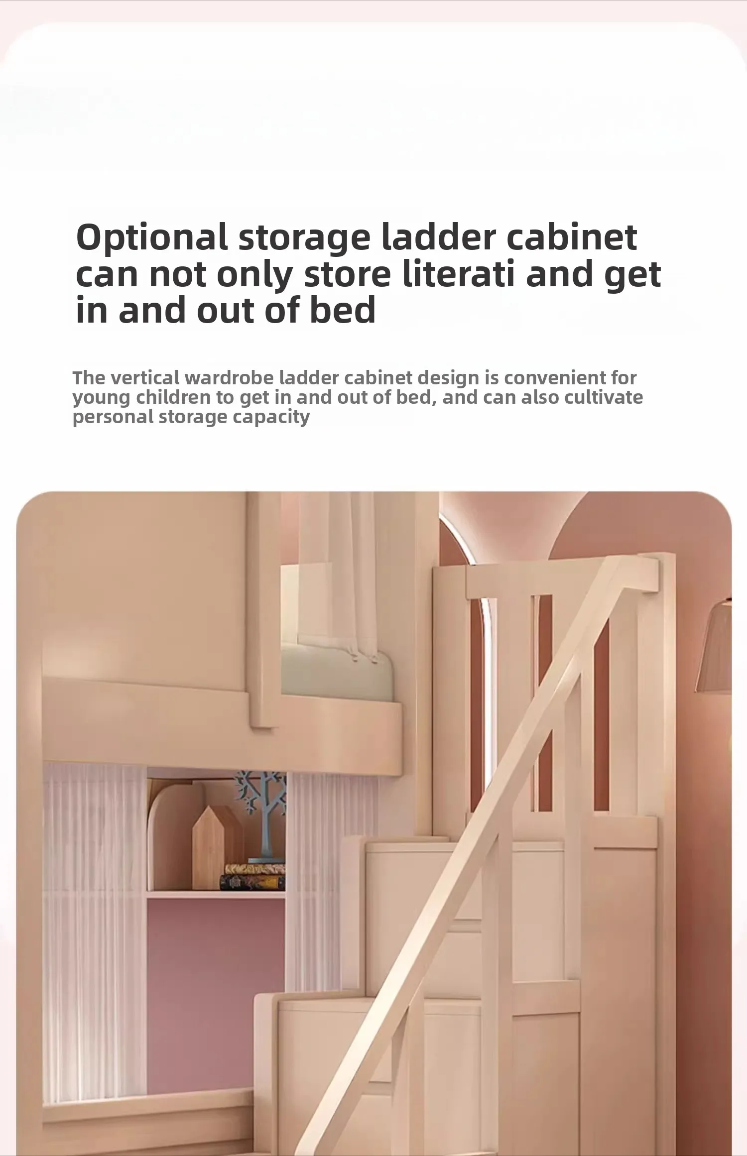 Pink children's bed girl, up and down bed Bunk bed Small apartment roof