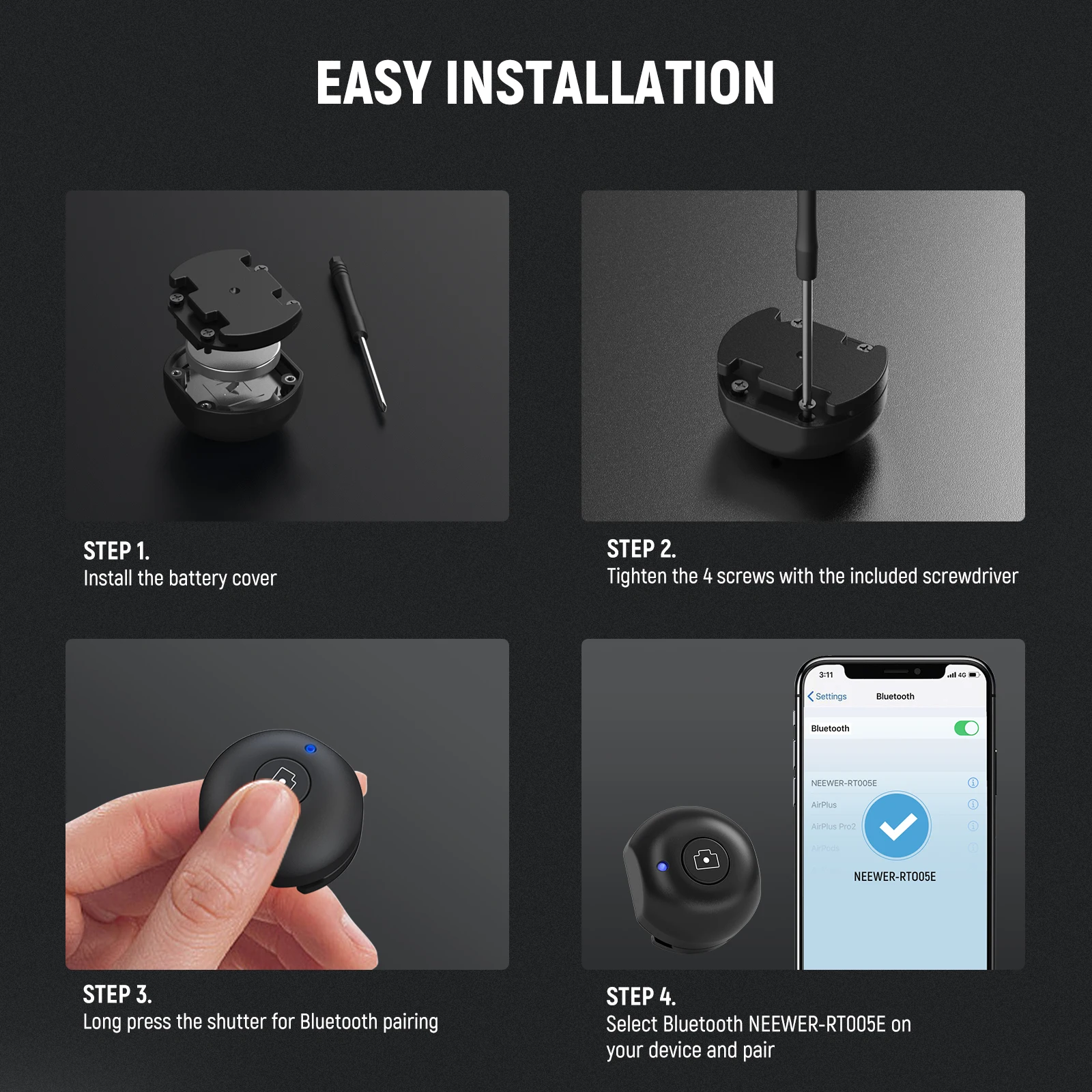 NEEWER Cubierta de zapata fría para PA045E Agarre de mango lateral de obturador Bluetooth (paquete de 2), ABS + protector de zapata fría para PC con batería CR2032