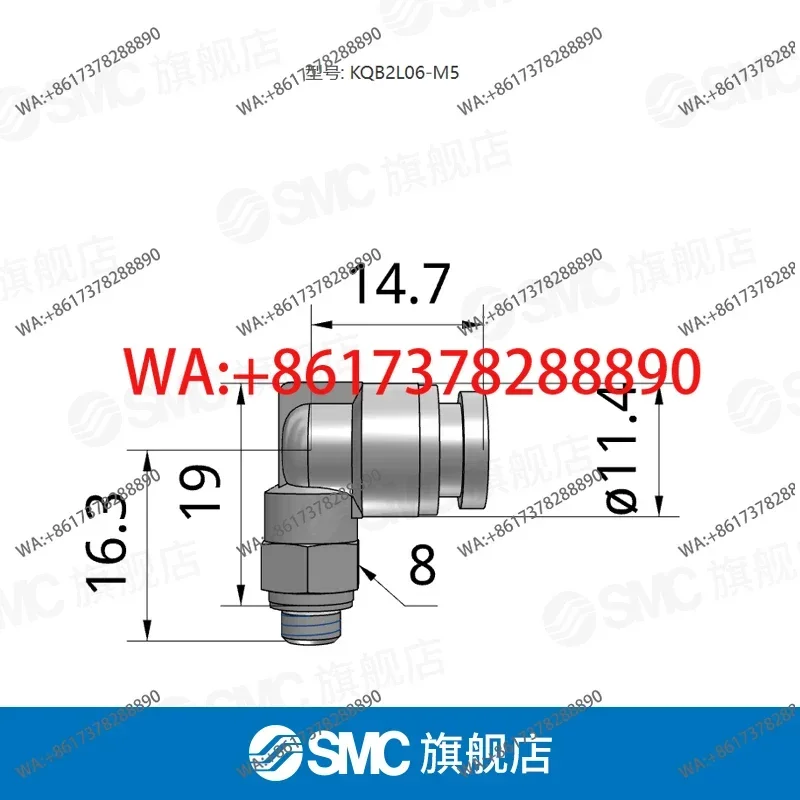 KQB2L series bending connector KQB2L06-M5 stainless steel connector quick plug interface 6m