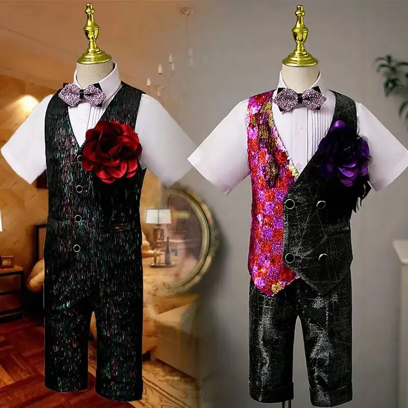 Handsome 2023 New British Style Host Dress For Children's Vest Set, Fashion Show Dress, Middle Aged Children