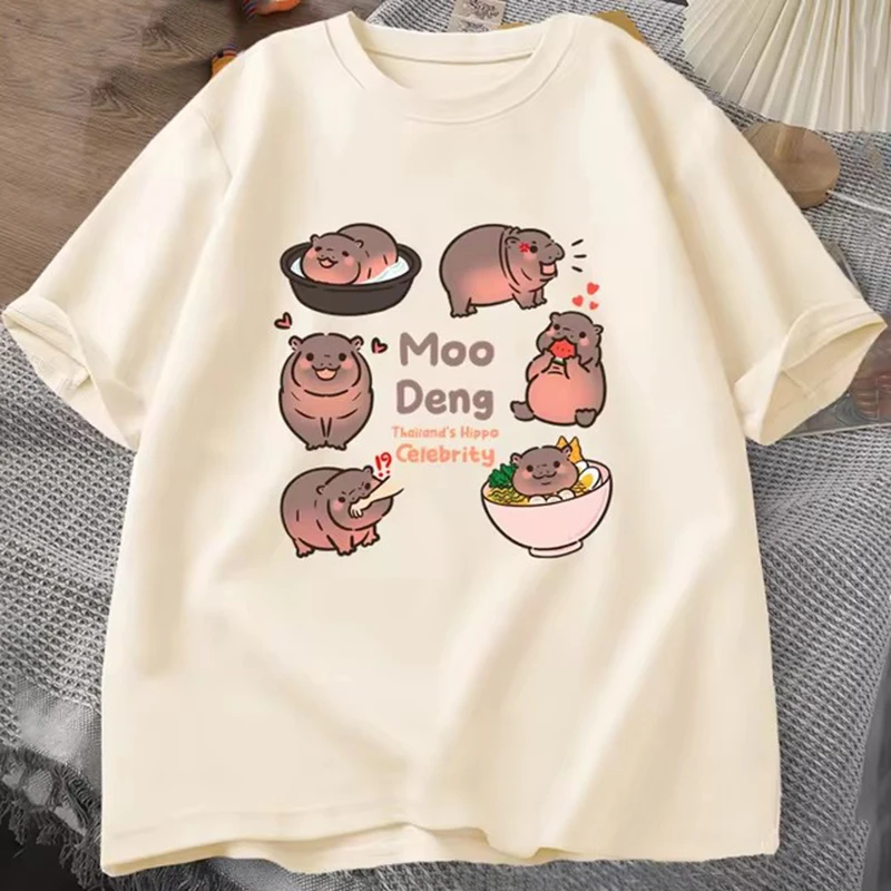 Moo Deng Bouncy Pig in Thailand Baby Hippo Khao Kheow Open Zoo T-Shirt Funny Moo Deng T Shirt Men's Short Sleeve Tshirt