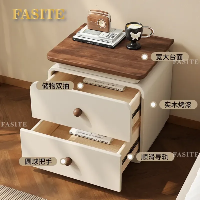 For Medieval Solid Wood Painted Bedside Table Small Luxury High End Storage Cabinet Bedroom Household Nightstand Organizer