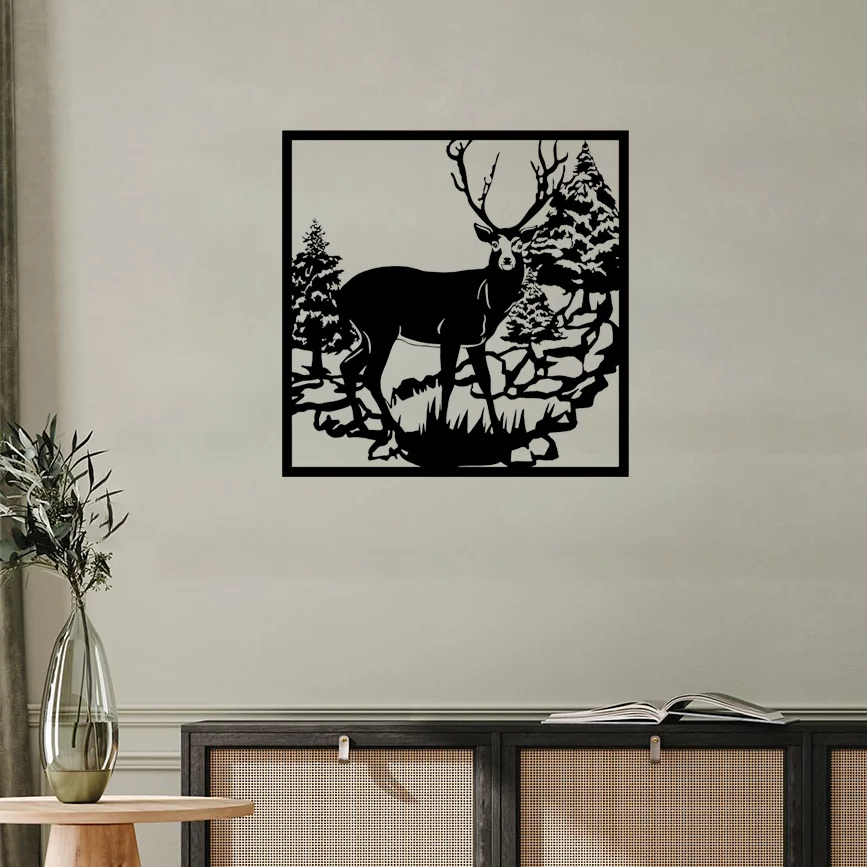 Elegant Splendid Exquisite Metal Wall Art – Deer in the Forest. A Graceful Hanging Animal Metal Gem for  Wall Decor.