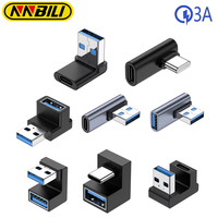 NNBILI 3A Type C Elbow USB 3.1 Charging Data Cable Adapter Converter for Android 90/180 Degree OTG Adapter Fast Charging 10Gbps
