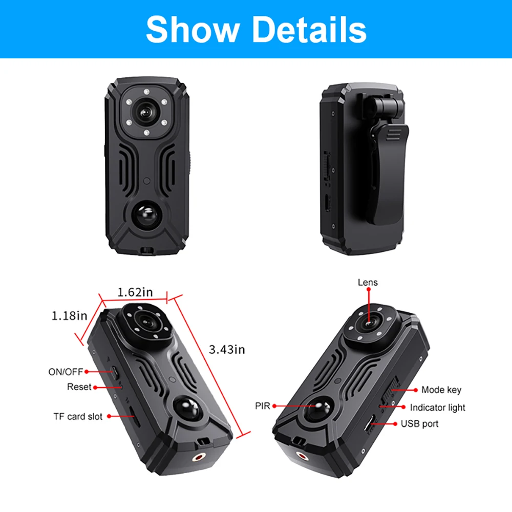 Ynmee-MD37 Body mini Camera WIFI hotspot Portable Small Digital Video Recorder Police IR-Cut Infrared Night Vision Bike Cameras