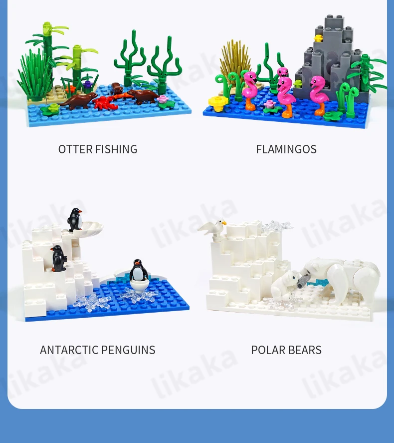 Stadt Bauernhof Tiere Bausteine Natur Tiere Fisch Otter MOC Unterwasser Welt Fisch Delphin Octopus Set DIY Spielzeug für Kinder Geschenk – Detail 3