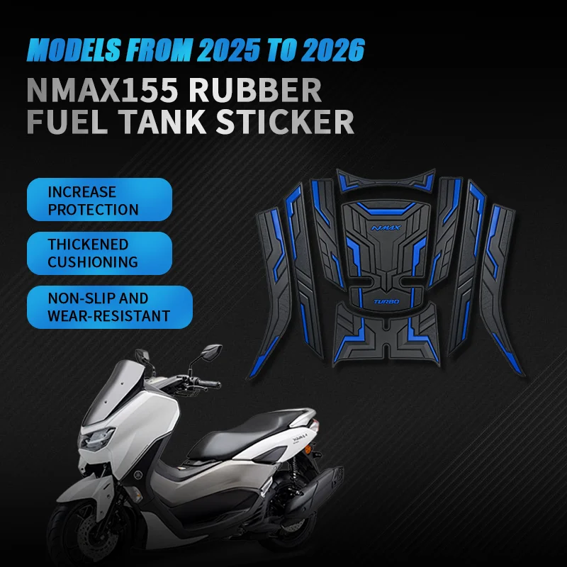 For YAMAHA NMAX155 2024 Years Motorcycle Rubber Fuel Tank Stickers Kits Of Bike Gas Pad Decoration And Protective Decals