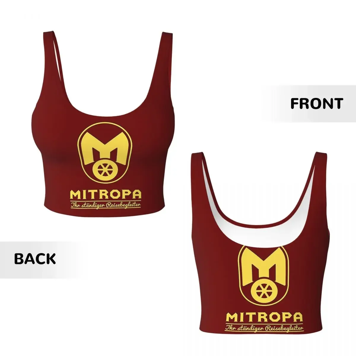 Custom Mitropa Your Constant Travel Companion Women Sports Vest Bra Gym Workout High Impact Yoga Crop Tank Top