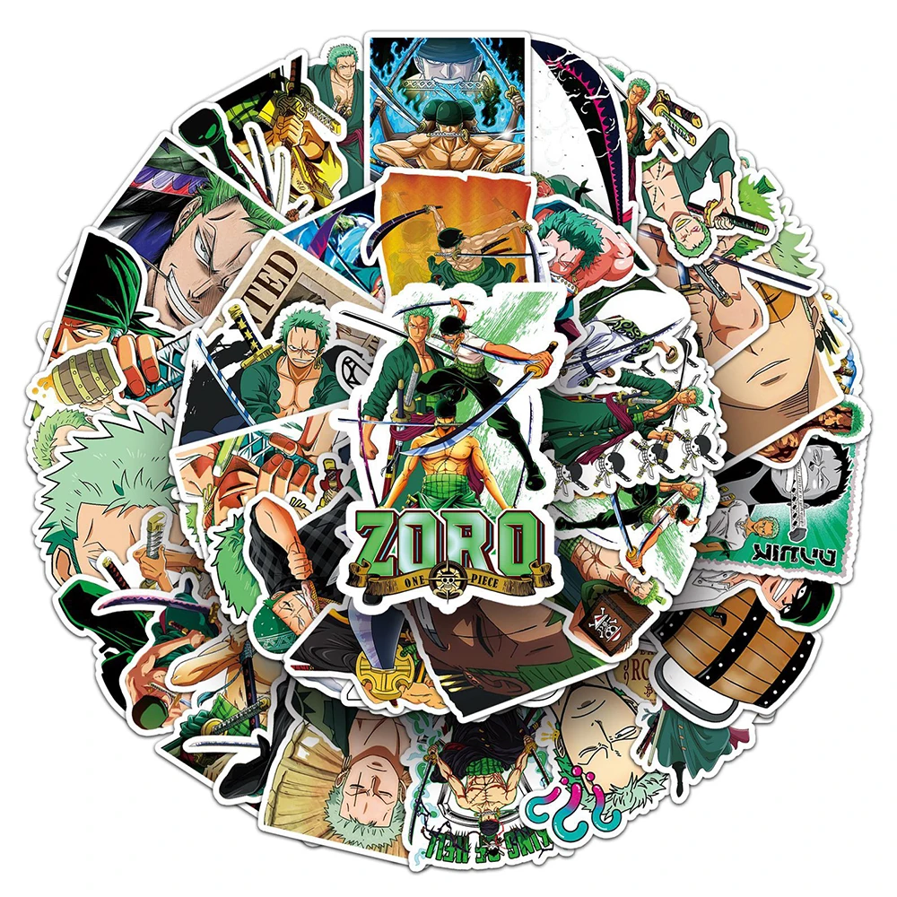 10/30/50pcs ONE PIECE Anime Roronoa Zoro Stickers Waterproof Graffiti DIY Skateboard Laptop Phone Cool Cartoon Decals Decoration