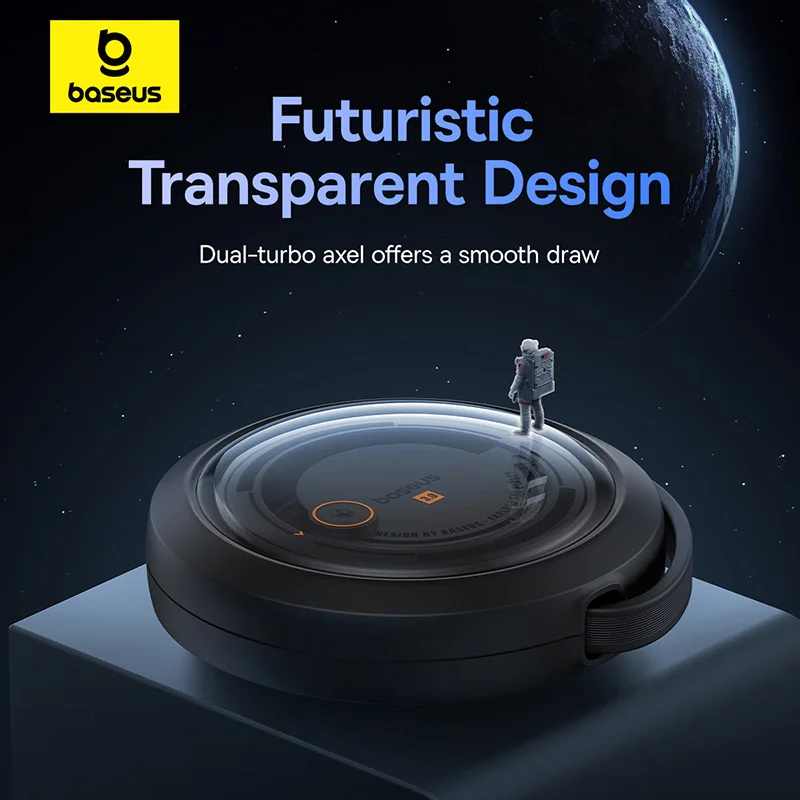Baseus Free2Draw Retractable Crystal Fast Charging Data Cable Type-C to M+L+C 100W 1.1m Moon White And Black