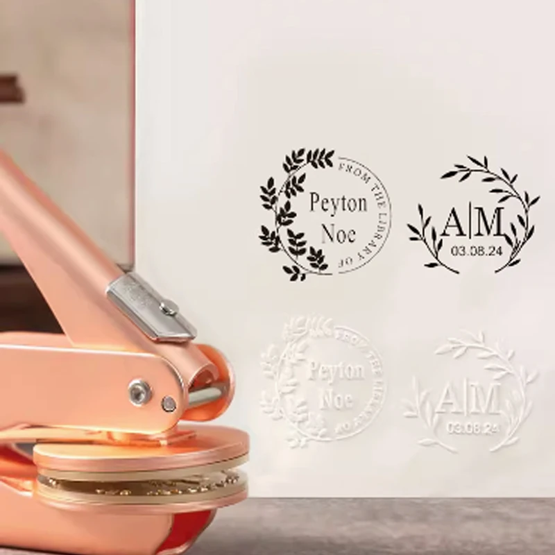 Rose Gold Custom Hand Embossed Stamp,Wedding Invitation Sealing Stamp, Company Logo Library Book,Halloween Scrapbooking Stamp