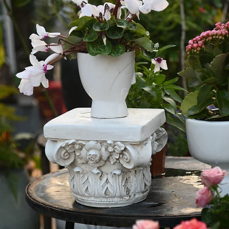 European Roman Column Flower Base, Retro Creative Plant Rack, Courtyard Balcony Display Stand, Photography Props, Wedding Decor