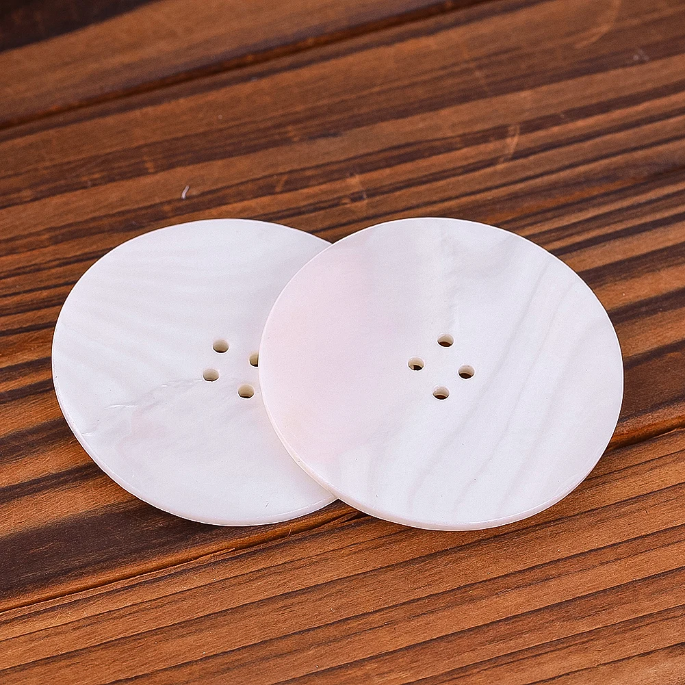 

5pcs 50mm Mother of Pearl Button Natural Shell Round 4-hole Flatback Button DIY Clothing Embellishments Decor Sewing Accessories