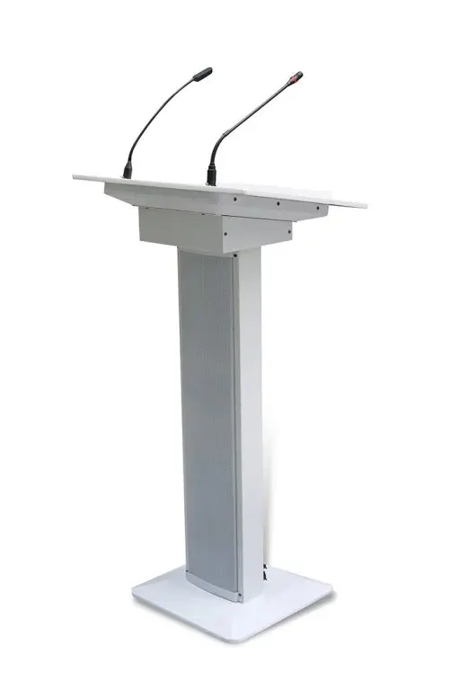 QQCHINA T-100 60W Lecture Speech Podium Stainless Steel Floor Standing Made In Guangdong With 10 Years Warranty