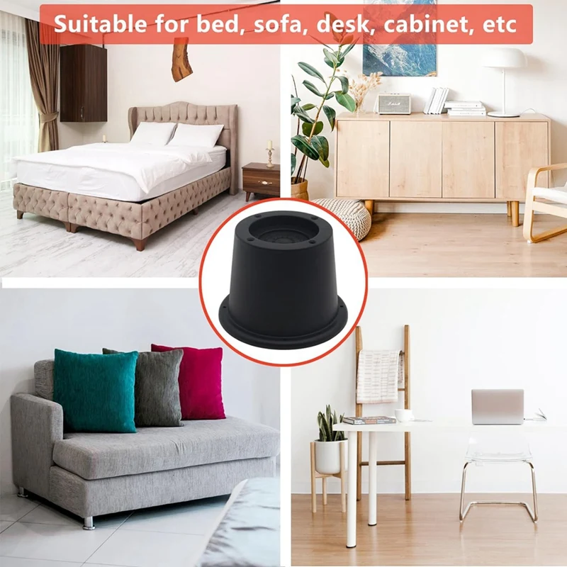 6Pack Furniture Risers Black Bed Risers 2.3 Inch,Bed Lifts Risers for Sofa,Couch,Desk,Extenders Supports Up to 1,300 Lbs-ROWI