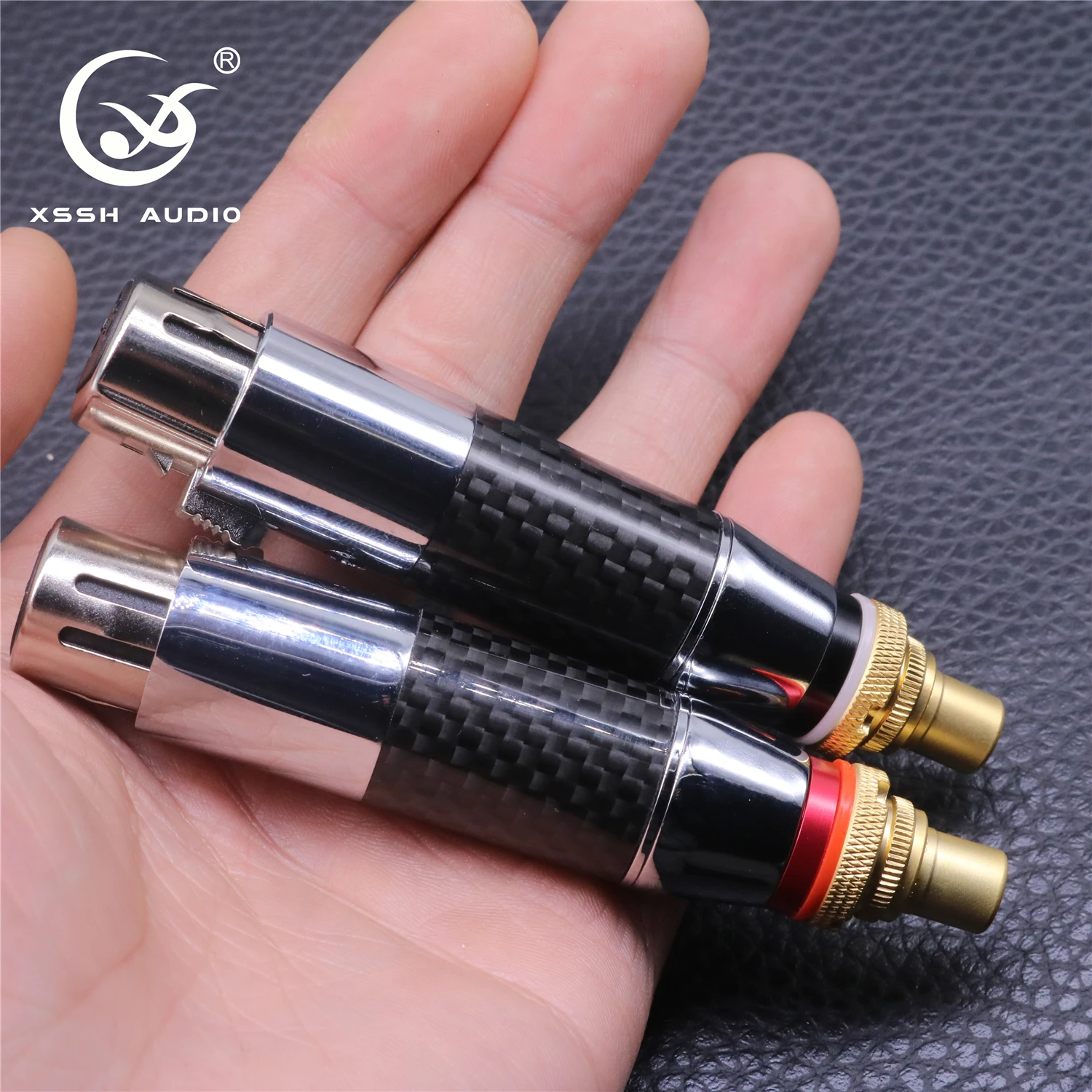 4Pcs 3Pins Connector แจ็ค XSSH เสียงสีดำคาร์บอนไฟเบอร์ Tellurium ทองแดง RCA Gold Plated โรเดียมสำหรับท่านชายหญิง XLR To อะแดปเตอร์ RCA