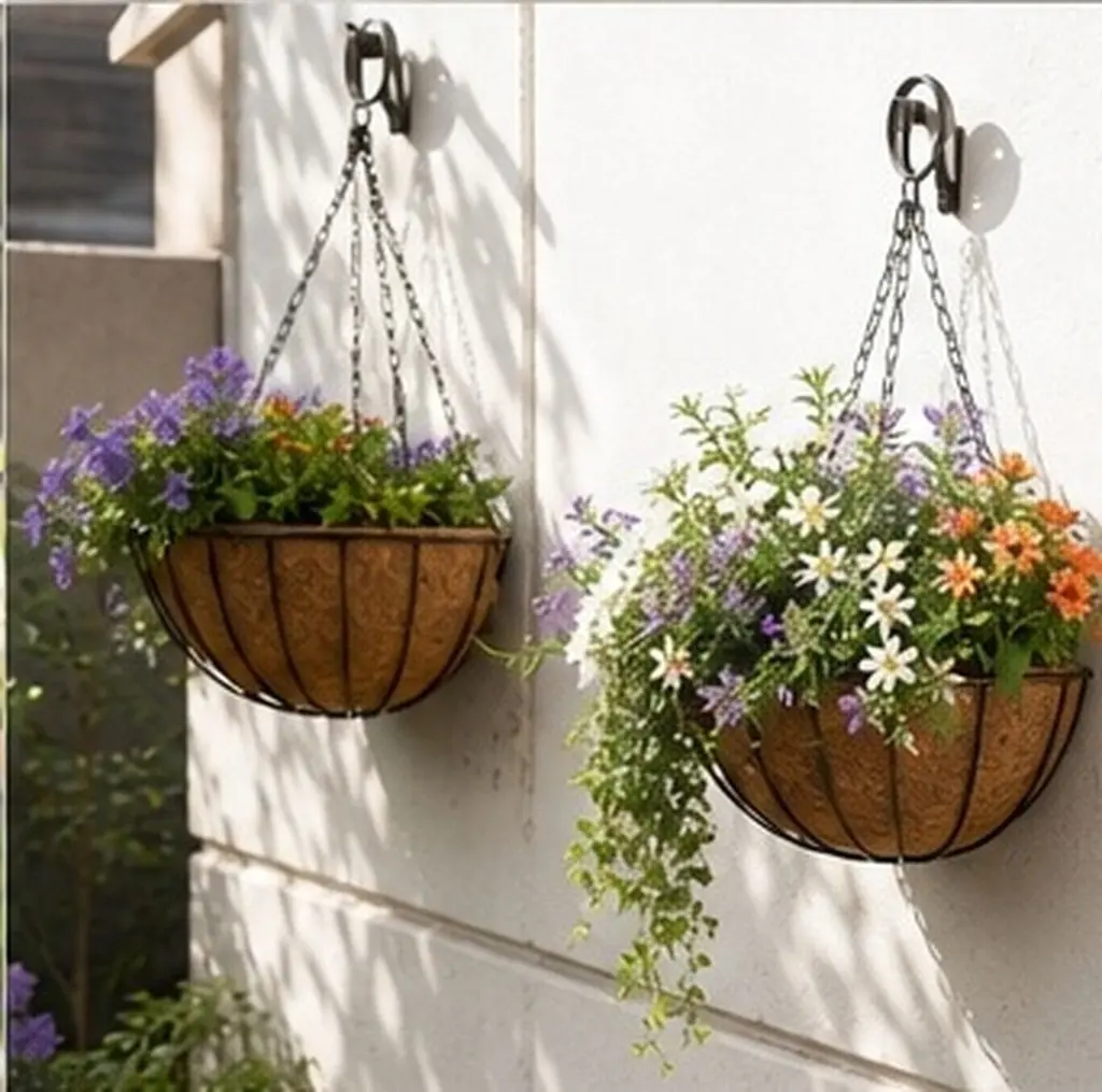 6Pcs Reusable Half Round Planter Liners Non Woven Flower Basket Liner Breathable Root Friendly Pot Liner for Indoor Balcony