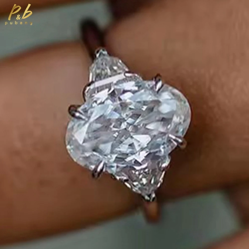 

PuBang Sparkling 3EX VVS1 D Цвет Настоящее Муассанит Обручальное Кольцо для Женщин 6CT Овальной Огранки Драгоценные Камни 18K 14K 9K Твердое Золото Ювелирные Изделия