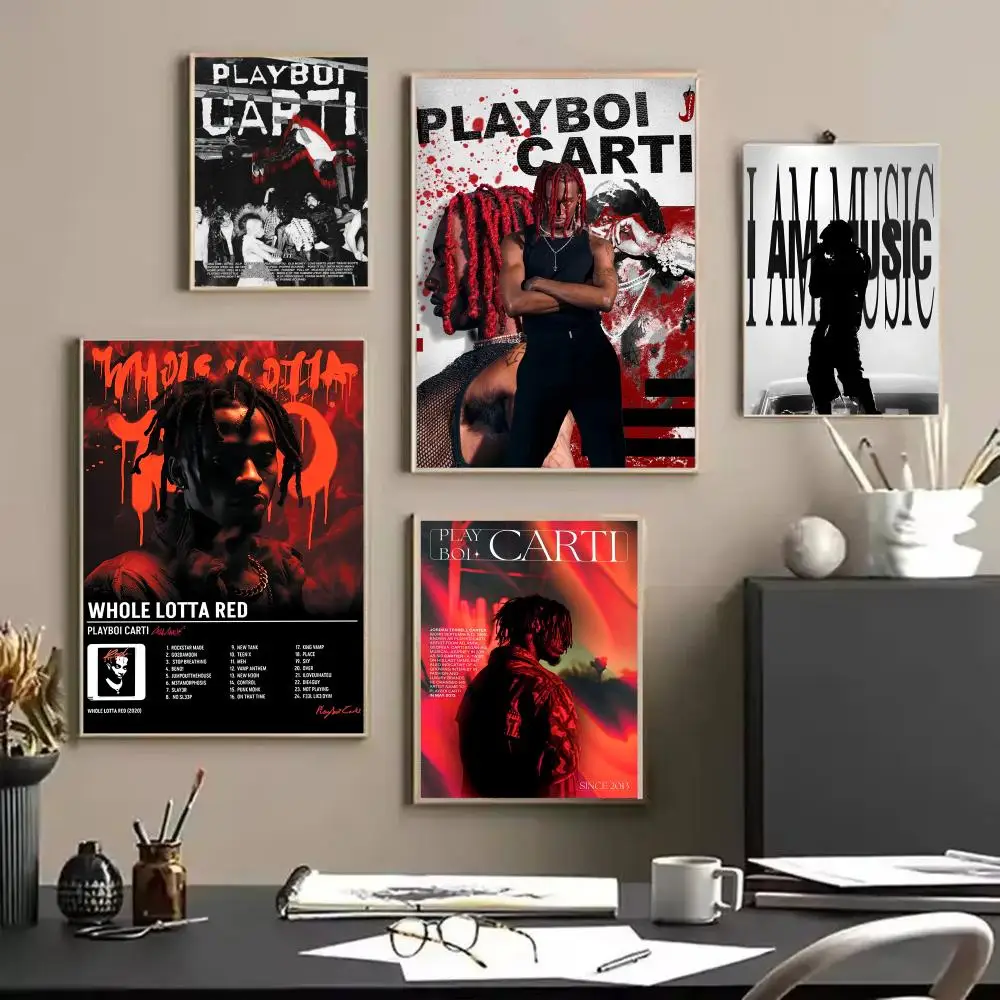 الراب P_Playboi C_Carti اللوحة الخط الكتان قماش المشارك جدار يطبع لغرفة المعيشة غرفة نوم مكتب ديكور المنزل #2