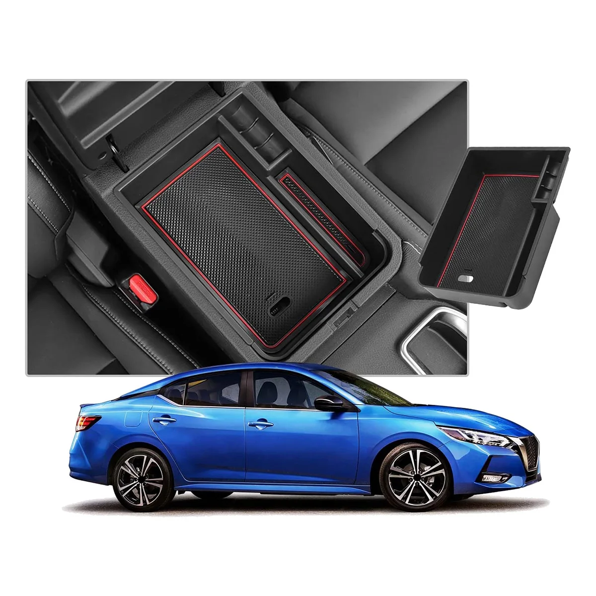 Car Central Console Armrest Storage Box Holder Interior Organizer Glove Tray for Nissan Sentra 2020 2021 2022