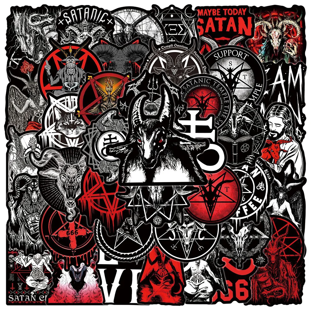 10/30/50pcs Cool Dark Satan Gothic Stickers Horror Demon Graffiti Decals DIY Scrapbook Laptop Fridge Waterproof Sticker Packs