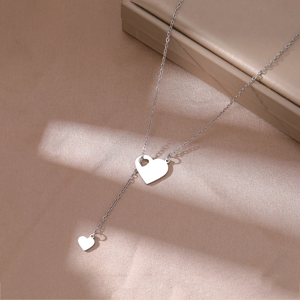 Stainless Steel Necklaces Sweet Heart Pendants Chains Charms Choker Fashion Necklace For Women Jewelry Wedding Party Girls Gifts