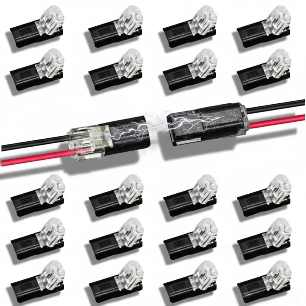 20 Pieces D2 Dual-Line Plug-In Connector with LED Solderless Peel-Free Wire Terminal for Easy Connection
