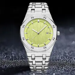 Masculino clássico esportes moda relógio de aço inoxidável azul amarelo dial quartzo analógico relógio de pulso para homem luminosa mão à prova dwaterproof água