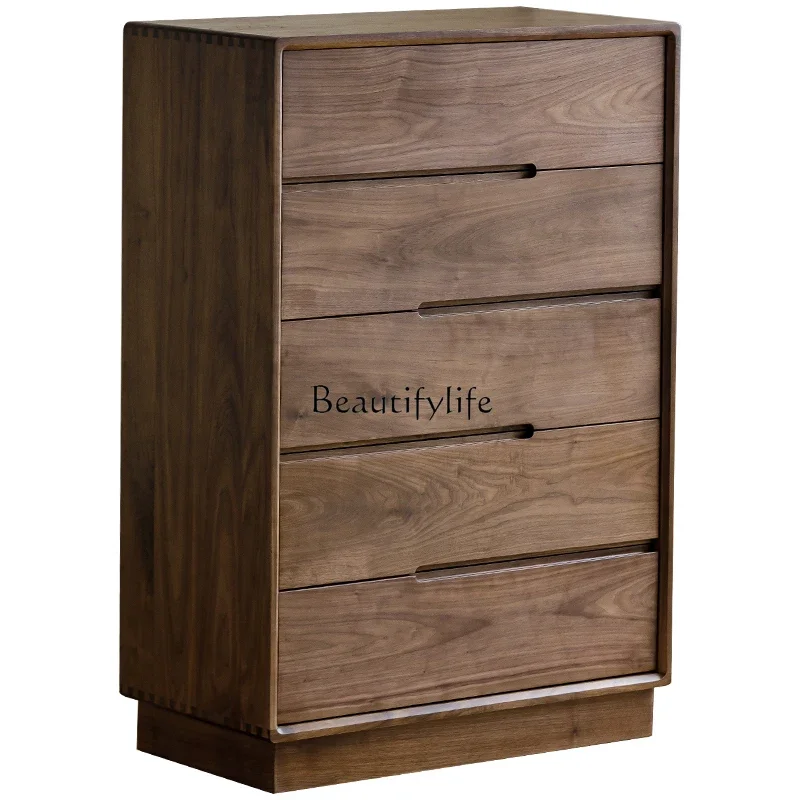 

ls 18North American black walnut storage simple modern solid wood storage drawer cabinet