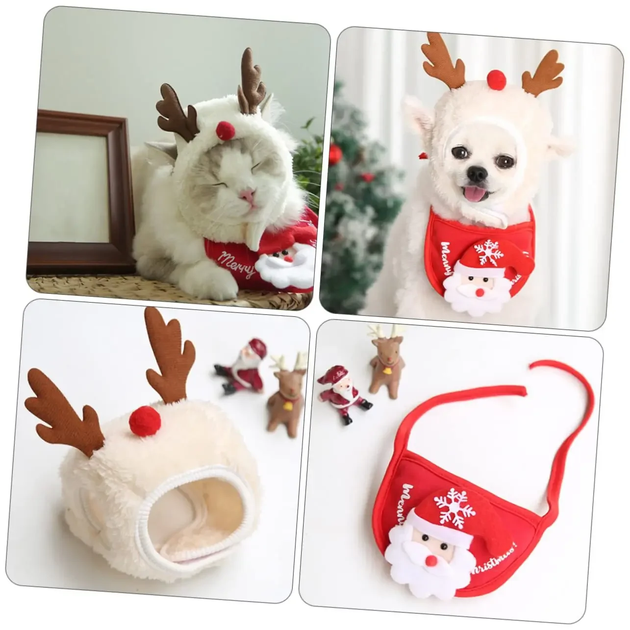 Christmas Dog Hat Puppy Dog Bib Santa Claus Elk Saliva Towel Pet Costumes Autumn and Winter Clothes Cats Hat Pet Accessories