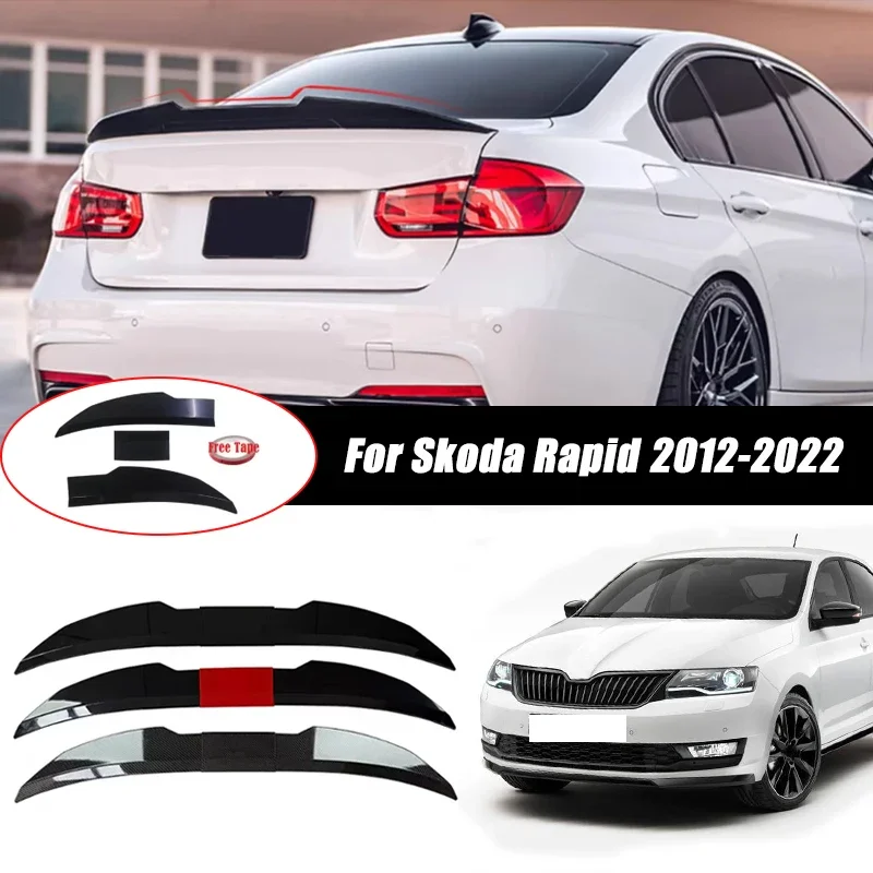 3pcs Sedan Rear Trunk Spoiler For Skoda Rapid 2012-2022 Adjustable DIY Modified Trunk Spoiler Automotive Accessories