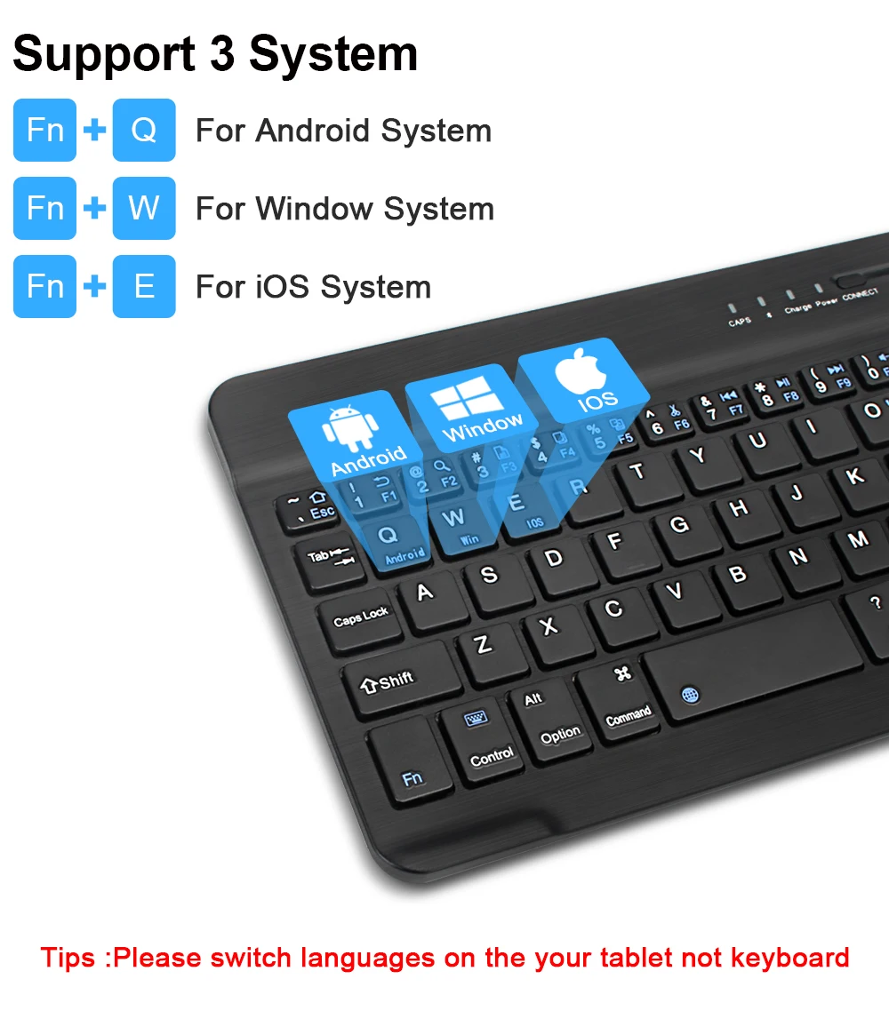 7 inch ultrathin Mini Bluetooth Keyboard Wireless Keyboard For ipad Phone Tablet Rechargeable keyboard For Android ios Windows