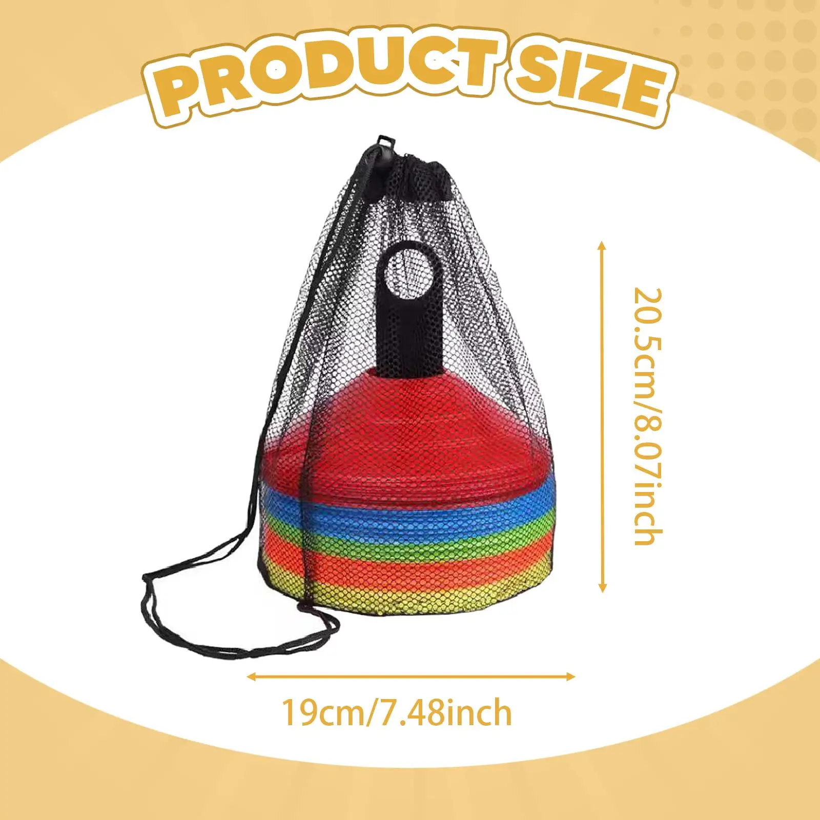 30 Pieces Agility Soccer Cones Field Court Markers with Mesh Bag and Bracket Spots Markers Soccer Disc Cones for Skating