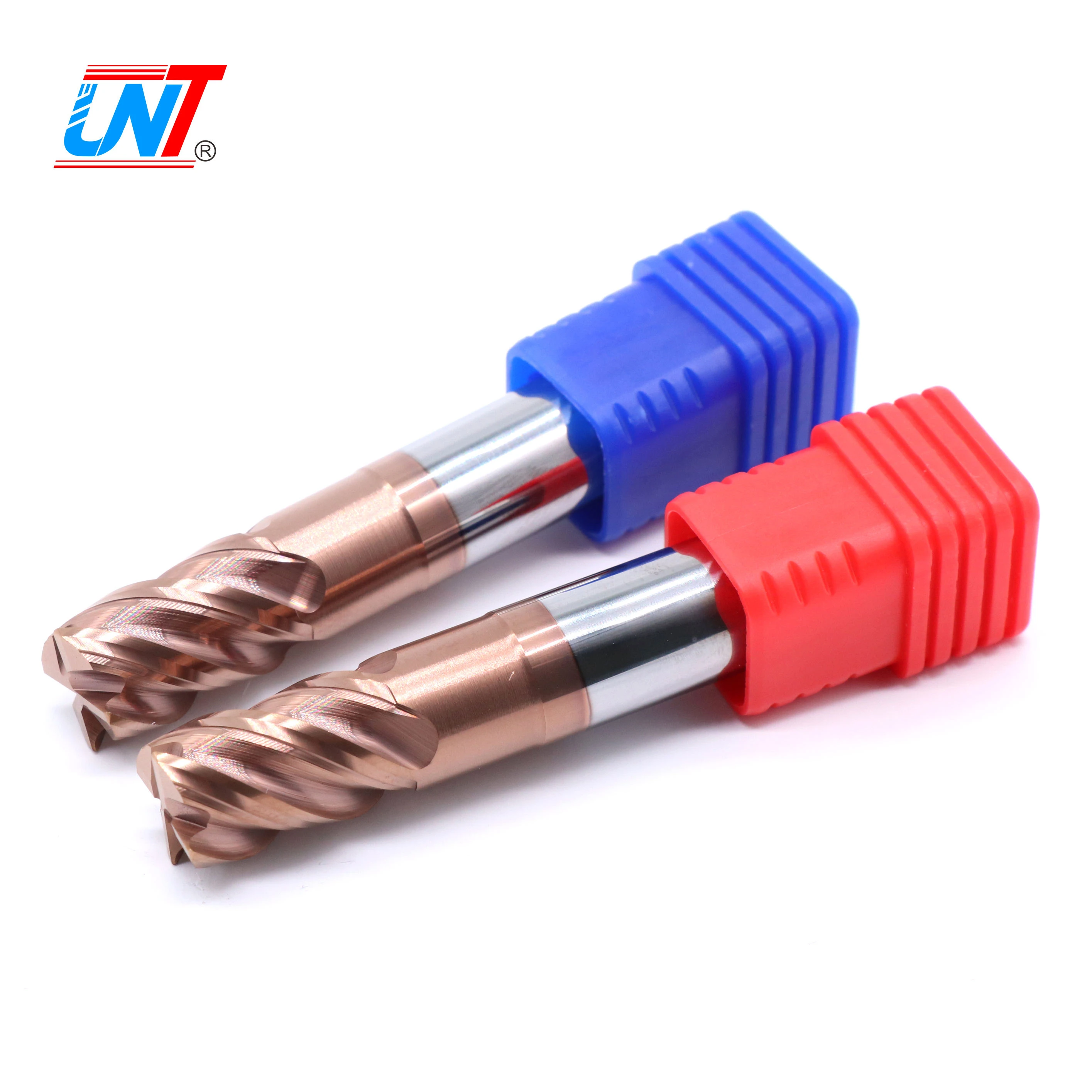 UNT HRC70 4 Flutes Carbide High Precision Fresa CNC Tools Corner Radius Milling Cutter for High Hardness Metal 45° Helix Angle