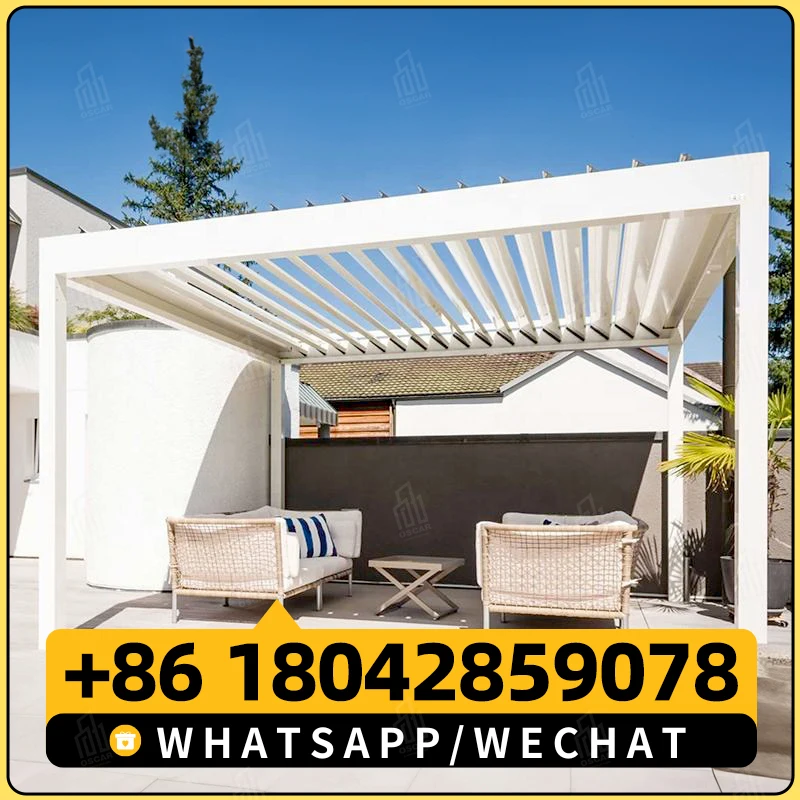 Outdoor Waterproof Sun Shade Motorized Bioclimatic Aluminum Pergolas For Garden