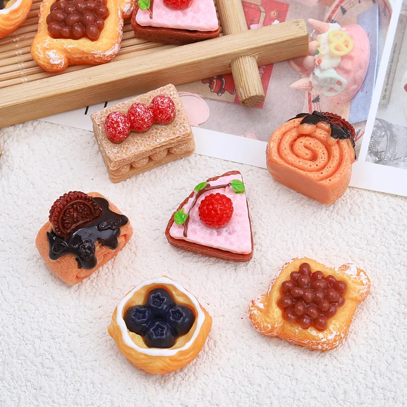 

100pcs Resin Kawaii Fruit Cake Charms Flatback Simulation Food Art Supply Cabochon DIY Craft Decoration Accessories