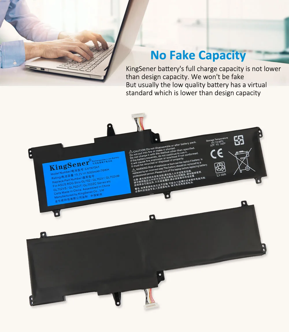 Kingsener C41n1541 Laptop Batterij Voor Asus Rog Gl702 Gl 702V Gl 702vm Gl702vs Gl702vt Gl702vm1a 0b200-02070000 15.2V 76wh