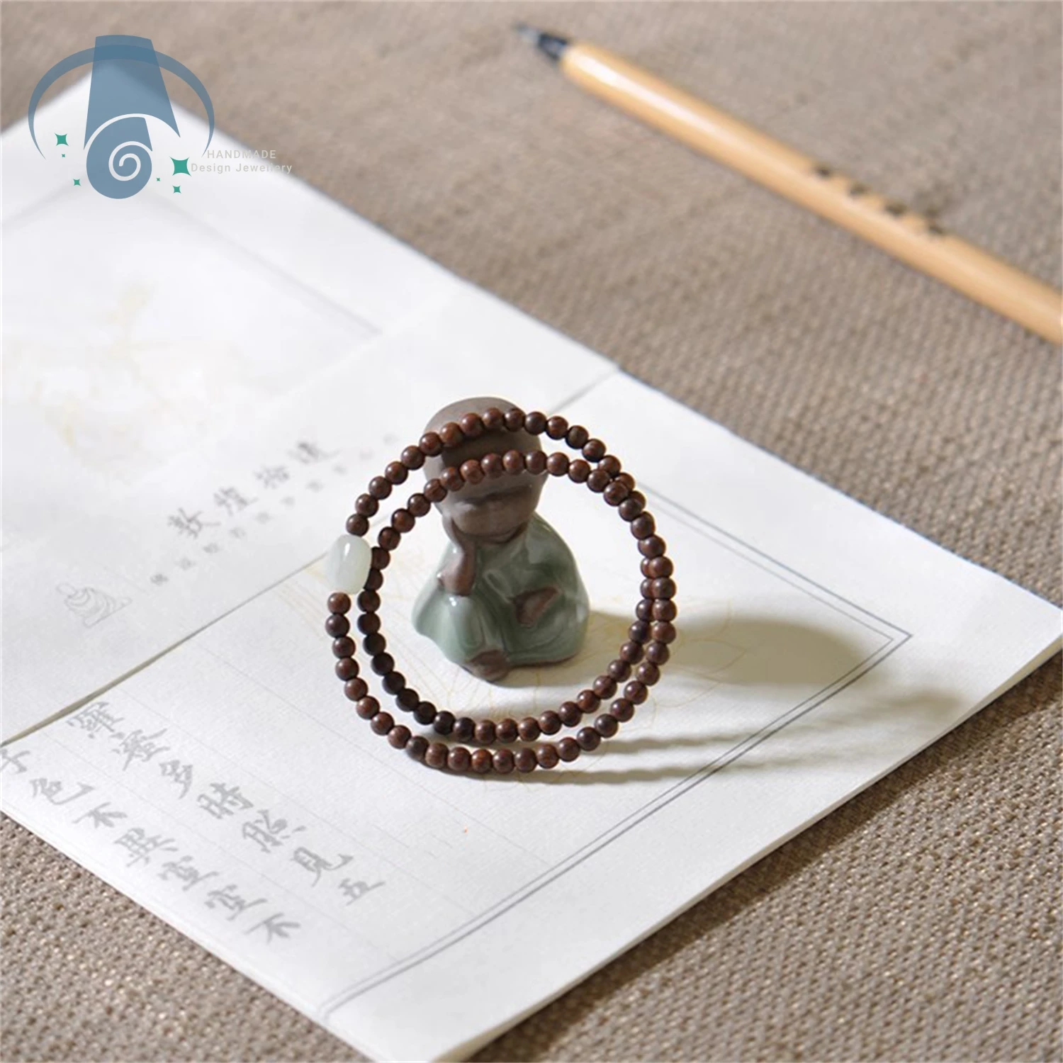 Браслет с несколькими кольцами из натурального сандалового дерева, простой браслет из нефрита Хотан, ретро-ювелирные изделия унисекс, регулируемые подарки ручной работы для мужчин и женщин